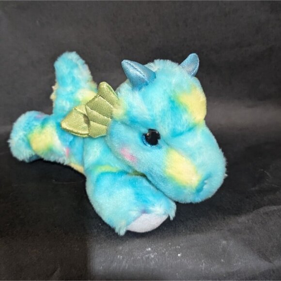 Aurora Bright Fancies Sprinkles Dragon Animal Stuffed Plush Toy Blue Tie Dye - Picture 2 of 10